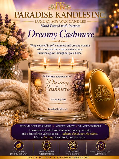 Dreamy Cashmere 3 Wick Soy Wax Candle