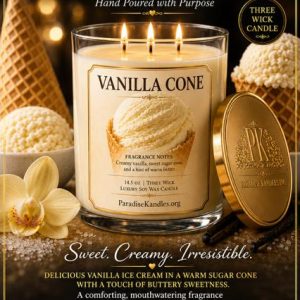 Vanilla Cone - 3 Wick Soy Wax Candle