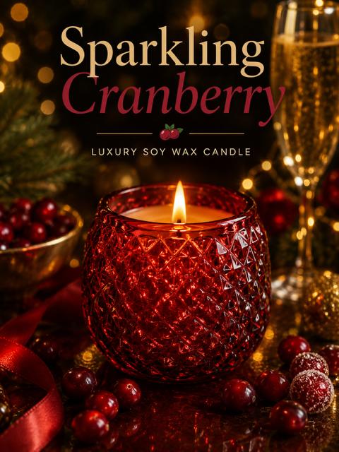 Sparkling Cranberry - 9oz Luxury Soy Wax Candles HOLIDAY
