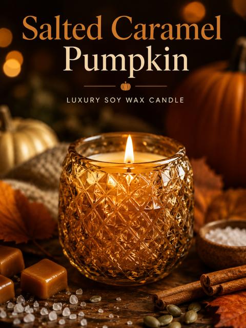 Salted Caramel Pumpkin - 9oz Luxury Soy Wax Candles HOLIDAY
